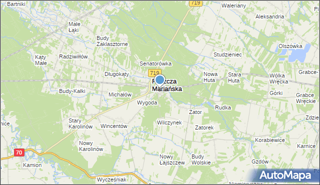 mapa Olszanka, Olszanka gmina Puszcza Mariańska na mapie Targeo